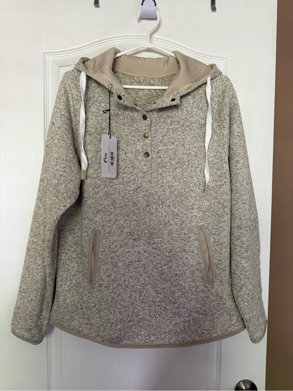 Zyia Active Men's Sand Melange 1/4 Button Pocket Hoodie